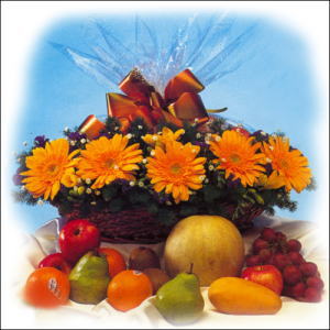 sepette gerbera ve meyvalar   Ankara 14 �ubat �i�ek�i ma�azas� 