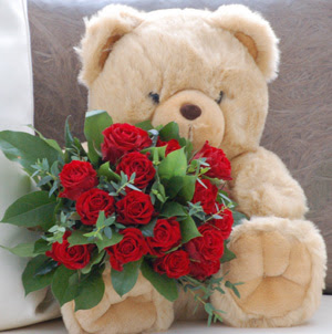  Ankara 14 �ubat �i�ek servisi , �i�ek�i adresleri  9 adet kirmizi g�l ve orta boy ayicik