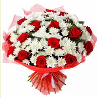 11 adet k�rm�z� g�l ve beyaz k�r �i�e�i  Ankara 14 �ubat internetten �i�ek sat��� 