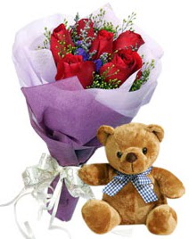 7 adet k�rm�z� g�l 15 cm boyutlar�nda ay�c�k  Ankara 14 �ubat internetten �i�ek sipari�i 