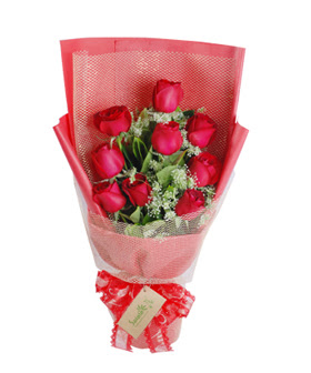 9 adet k�rm�z� g�lden g�rsel buket  Ankara 14 �ubat ucuz �i�ek g�nder 