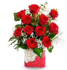 11 adet k�rm�z� g�l vazosu  Ankara 14 �ubat cicek , cicekci 