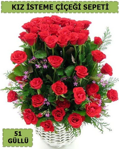 51 ADET KIRMIZI G�LDEN KIZ �STEME SEPET�  Ankara 14 �ubat �i�ek yolla �i�ek�i 
