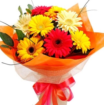9 adet kar���k gerbera buketi  Ankara 14 �ubat �i�ek , �i�ek�i , �i�ek�ilik 