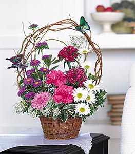  Ankara 14 �ubat cicekciler , cicek siparisi  sepet i�erisinde karanfil gerbera ve kir �i�ekleri