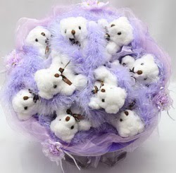  Ankara 14 �ubat �i�ek�i ma�azas�  9 lu ay� buketi Teddy Bear Bouquet