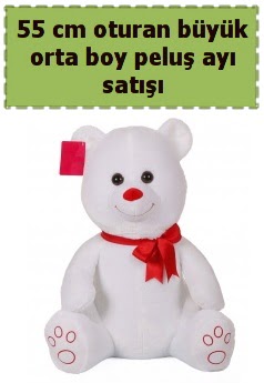 55 cm beyaz orta boy oturan pelu� ay�  Ankara 14 �ubat �i�ek g�nderme 