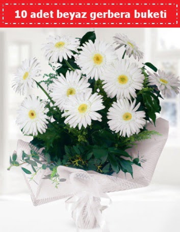 10 Adet beyaz gerbera buketi  Ankara 14 �ubat �i�ek , �i�ek�i , �i�ek�ilik 